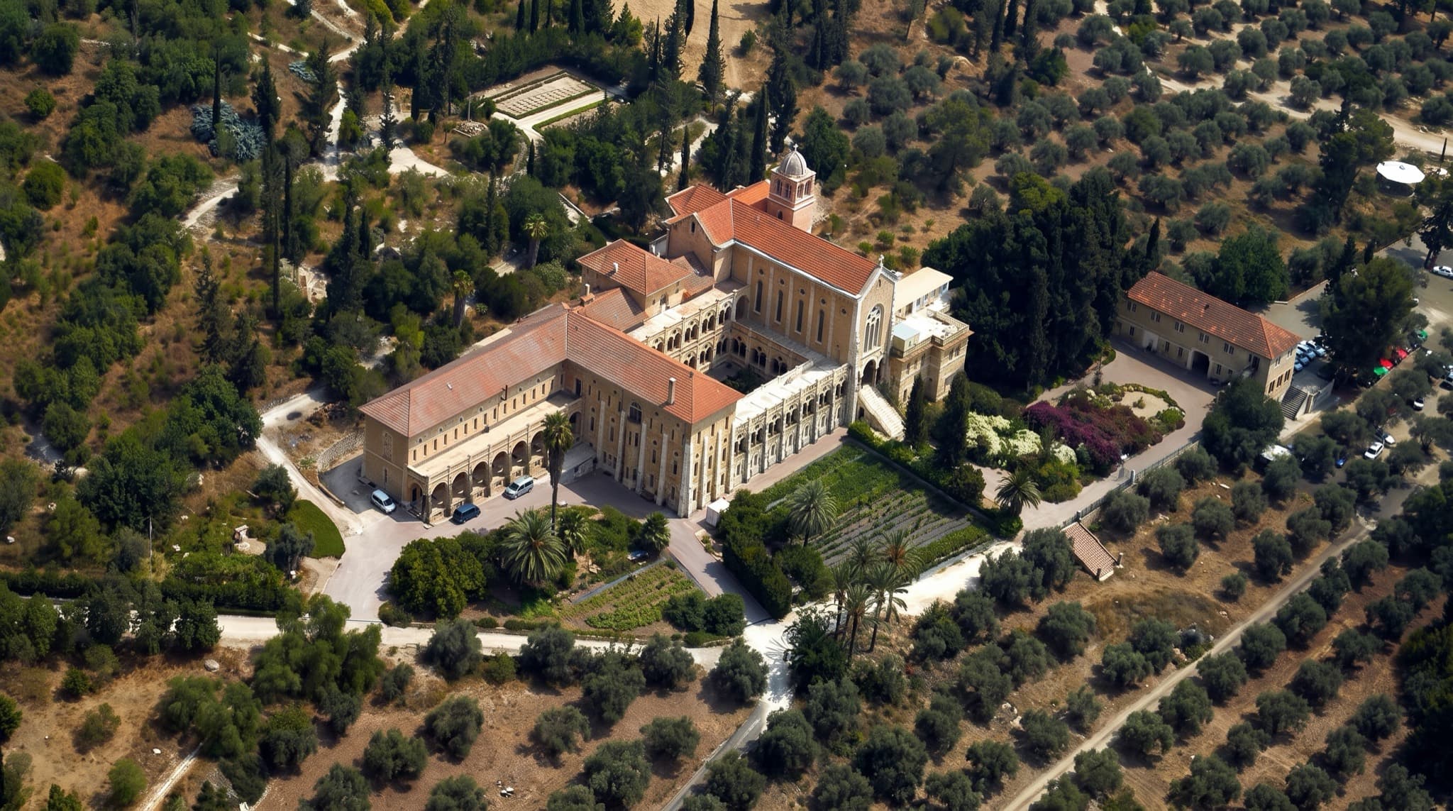 Oblique photography of the Latrun monastery, Israel